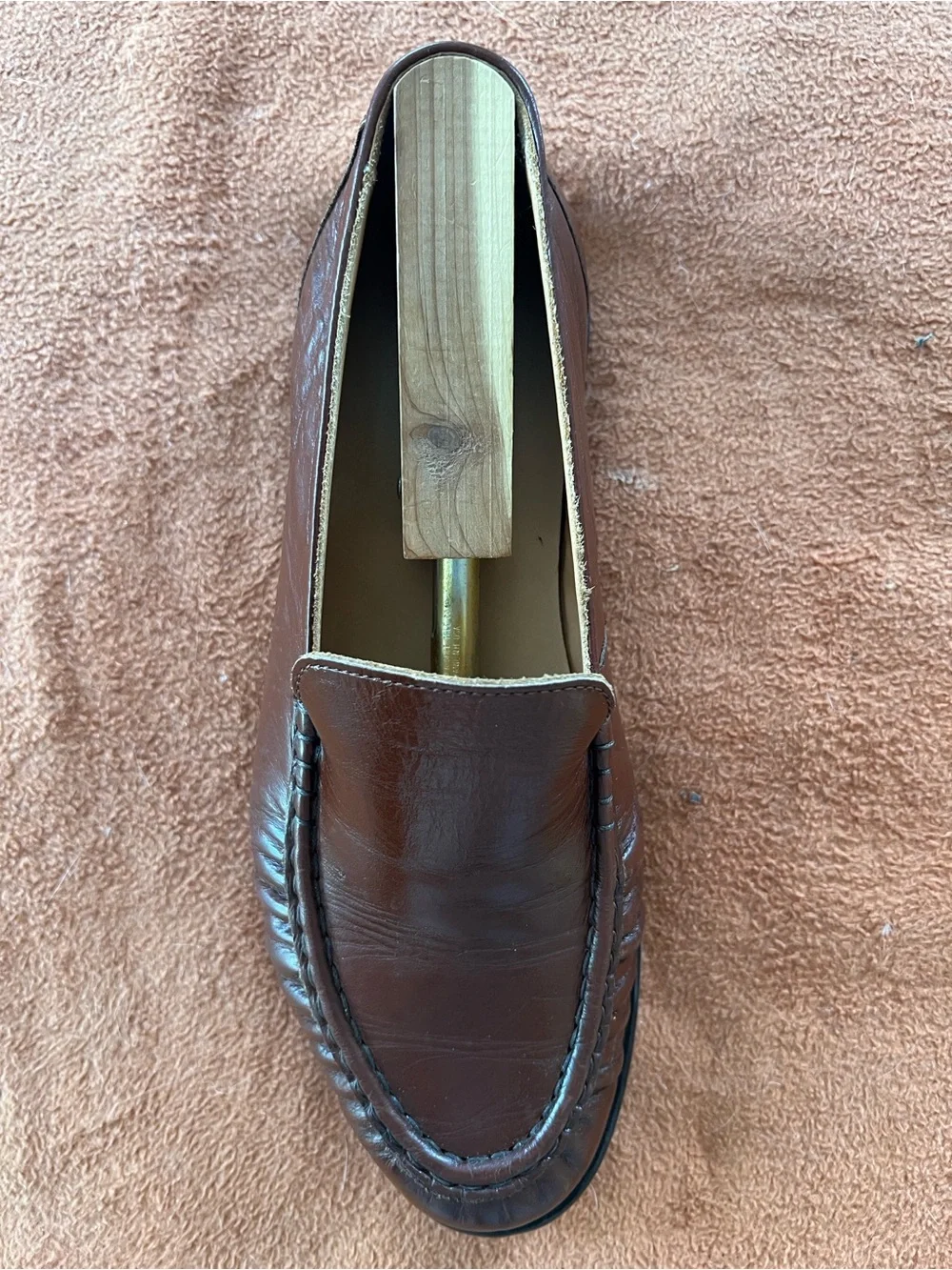 Banana Republic Men's Brown Leather Moc-Toe Slip-On Loafers